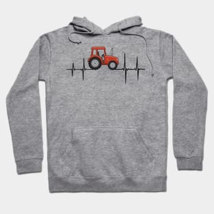 Funny farmer tractor ecg heartbeat pulse gift Hoodie